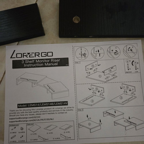Lorergo Wooden Monitor Stand LEMS14 New with Three Shelves
