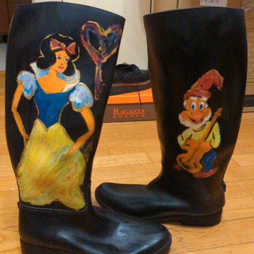 Hand-painted galotses boots new, size 40, black