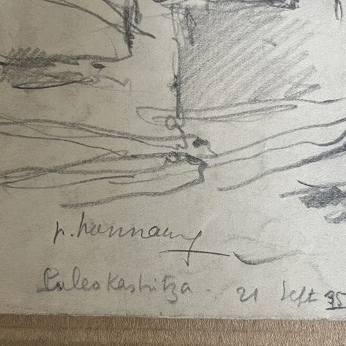 Paul Hannaux 1935 Palaiokastritsa graphite drawing used