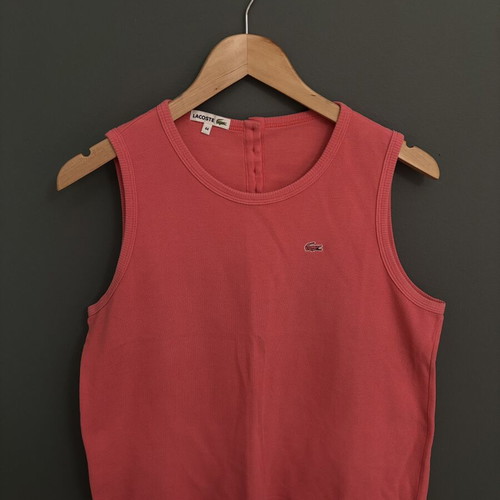 Lacoste Sleeveless Top XL with Button Back Detail, Like New, Pink