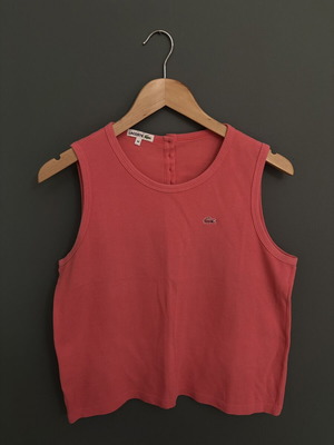 Lacoste Αμάνικο Τοπ XL με Κουμπιά στην Πλάτη, Σαν Καινούργιο, Ροζ