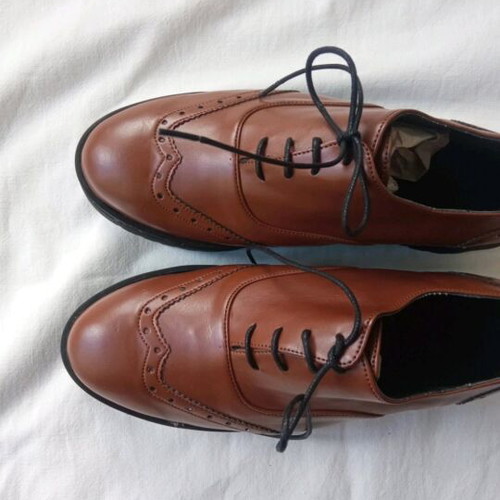 Loafers brown synthetic leather, new, size 37, seventy
