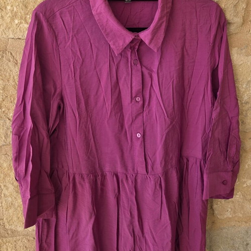 Cortefiel Magenta Shirt Boho Maxi Dress like new, size M