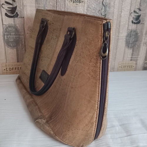 Montado natural cork shoulder bag, beige and brown