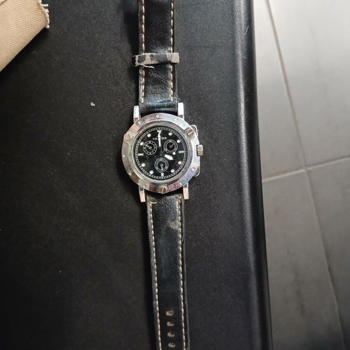 Cartier watch used, black leather strap