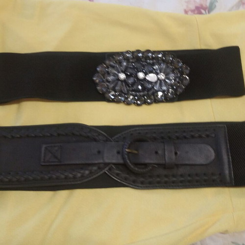 Set of two elastic belts, black