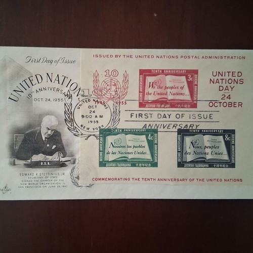 United Nations 1955 10th Anniversary First Day Cover Scott #38 FDC