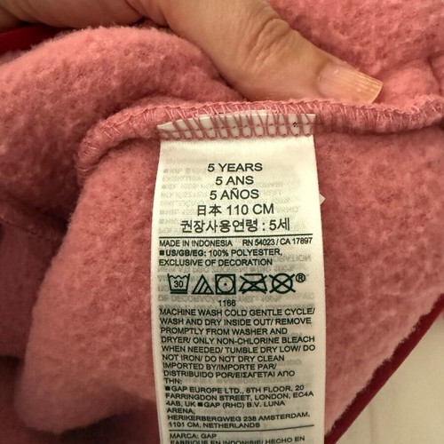 Gap fleece sweatshirt for girl 5 years pink like new, warm
