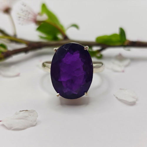 Silver ring with amethyst new, 925 hallmark
