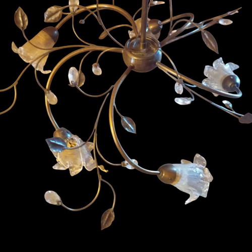 Bronze 5-Light Ceiling Lamp like new with Swarovski crystals