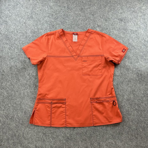Dickies T-shirt medium used orange medical nurse top with pockets