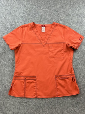 Dickies T-shirt medium used orange medical nurse top with pockets