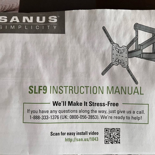 Sanus Simplicity TV wall mount new, supports 37"-90" TVs