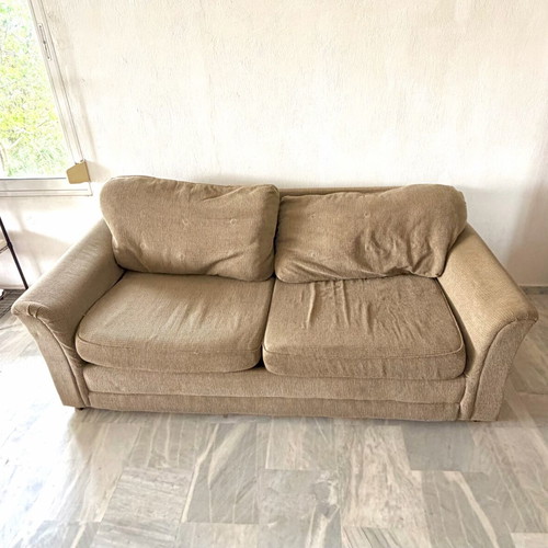 Bavaria/Fog three-seater sofa refurbished, beige-brown color