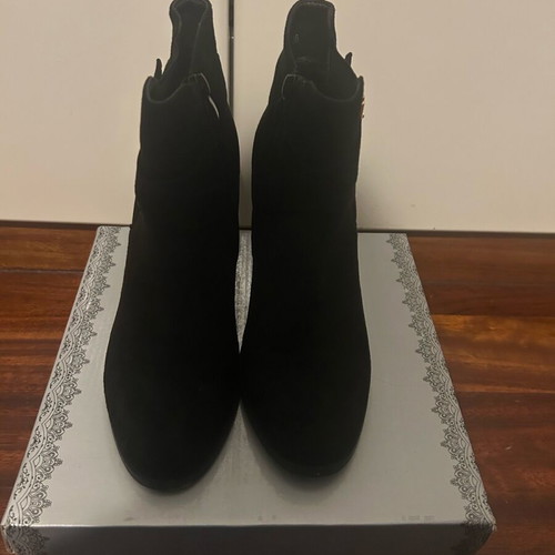 Black Suede Texture Ankle Boots Like New