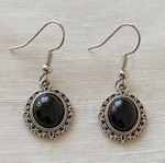 Gothic Victorian οβάλ σκουλαρίκια με μαύρο ασημί σχέδιο καινούργιο