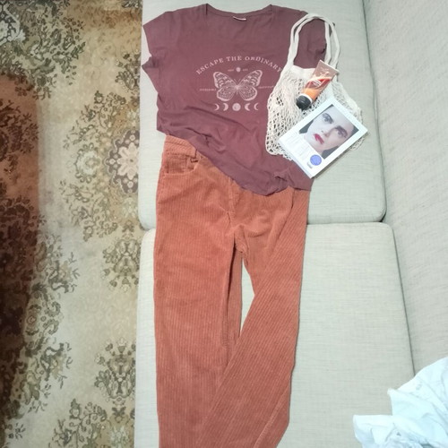Corduroy pants new, size S, red and orange