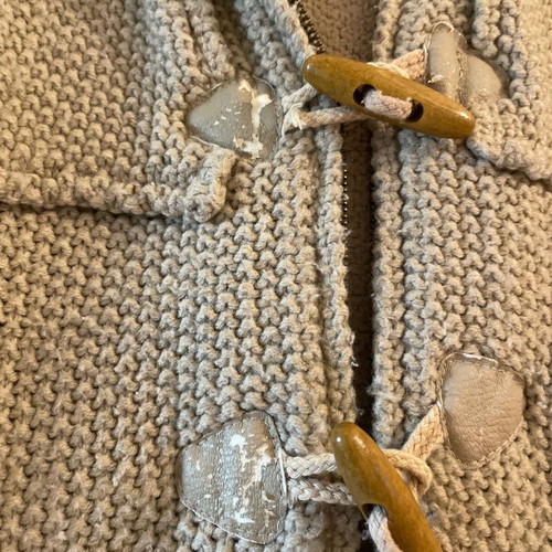 Bershka knitted cardigan with fleece lining and hood, size S, beige