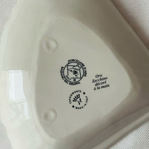 Vintage Italian Capodimonte Porcelain Decorative Fan plate like new