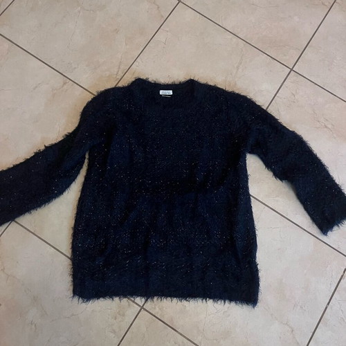 Blue fluffy sweater with rhinestones like new, size L