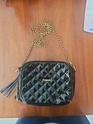 Fragola Crossbody Bag Black Patent Leather New