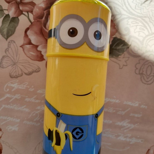 Minions water bottle used 350ml with plastic cap