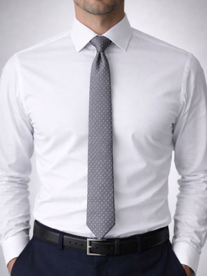 Zara silk tie grey polka dot with white like new