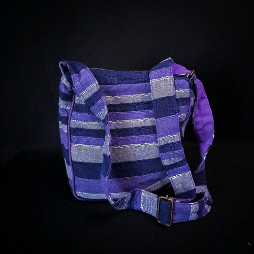 Cotton Sling Bag Purple new, handmade, eco-friendly with moon charm