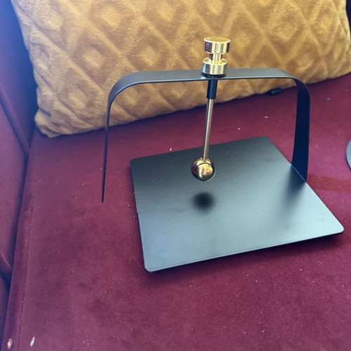 Metal kitchen napkin holder and towel stand set like new, black matte with gold details
