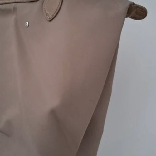 Longchamp Le Pliage Planètes shoulder bag used, beige, medium size with patent details