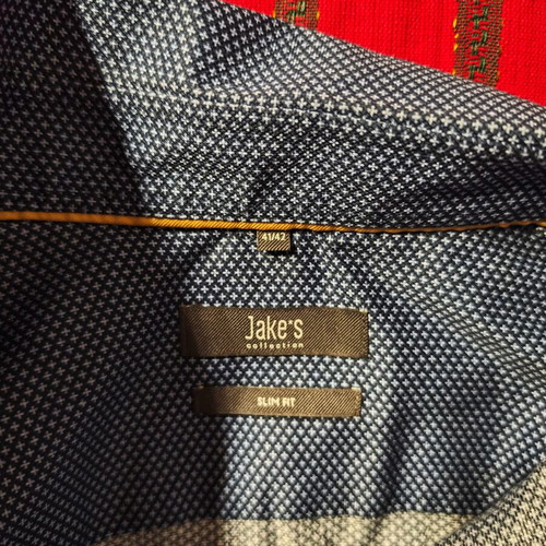 Jake's Collection shirt used, blue with micro-pattern, slim fit