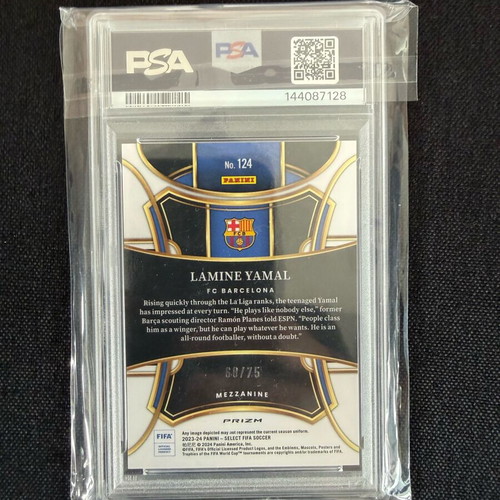 Lamine Yamal Rookie Pink Select FIFA 2023-24 card new, PSA 9