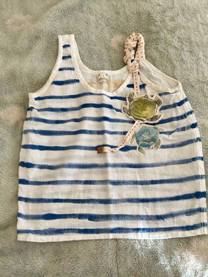 Μπλούζα ζωγραφισμένη στο χέρι σαν καινούργιο, άσπρη και μπλε