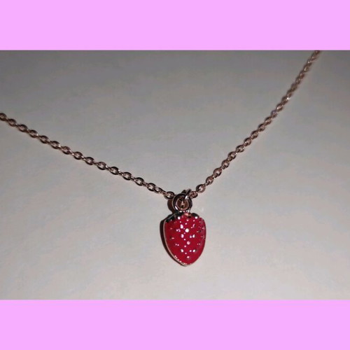 Strawberry necklace new, white and red