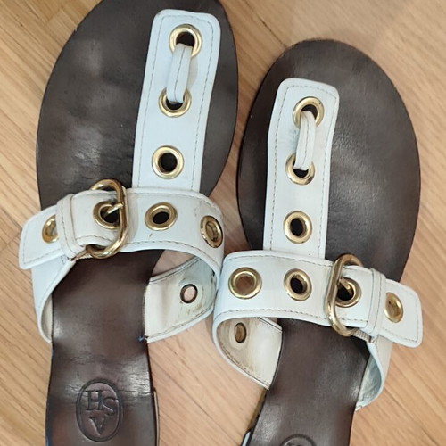 Ash Vintage Leather Slides size 39 like new, white and brown