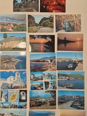 Vintage συλλογή καρτ ποστάλ μεταχειρισμένη, 19 τεμάχια από Πάρο και ελληνικά νησιά
