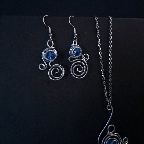 Elven jewelry set new, blue and silver