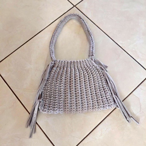 Boho handmade bag made of mako yarn, new