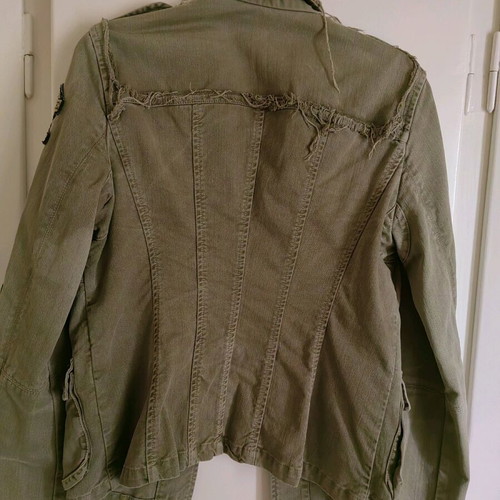 Military Safari Jacket, olive with patches and distressed details