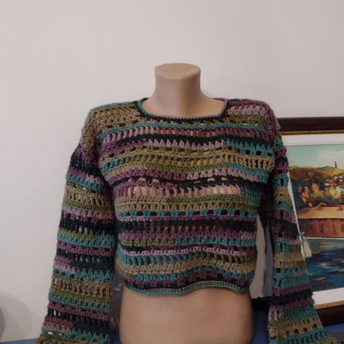 Summer short sweater new, colorful, crocheted