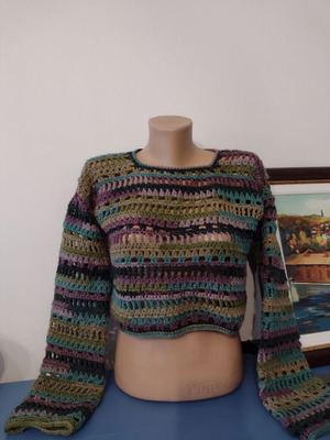 Summer short sweater new, colorful, crocheted