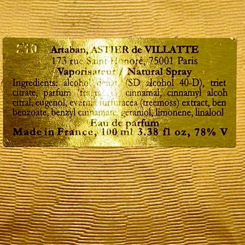 Artaban Astier de Villatte Eau de Parfum 100 ml like new