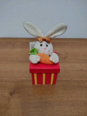 Paper gift box new with plush bunny