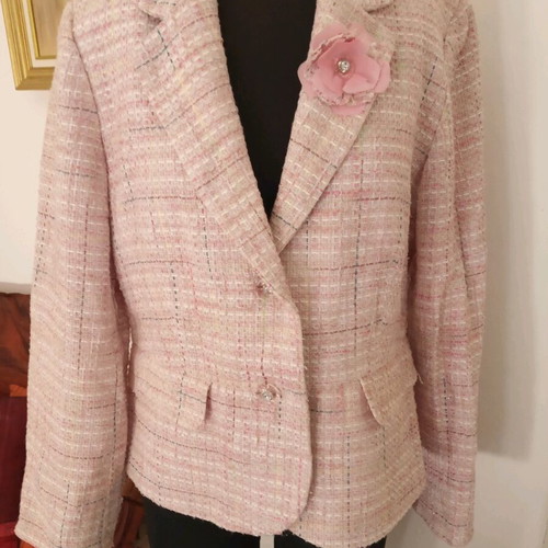 Tweed jacket used with silver thread and boutonniere