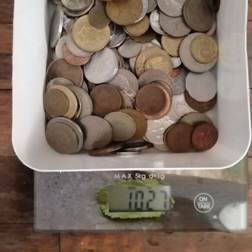 Lot of foreign coins used, about 1 kilo for beginner collectors No2