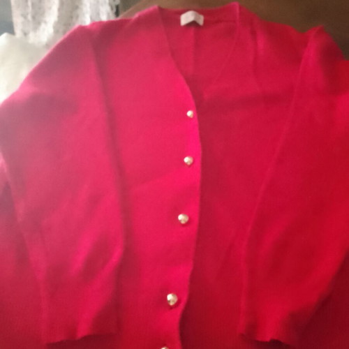 Foxy red angora cardigan used, size M