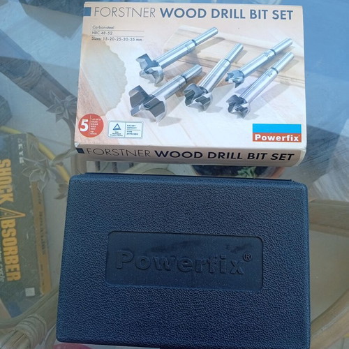 Powerfix Forstner wood drill bit set 5 pieces like new with case