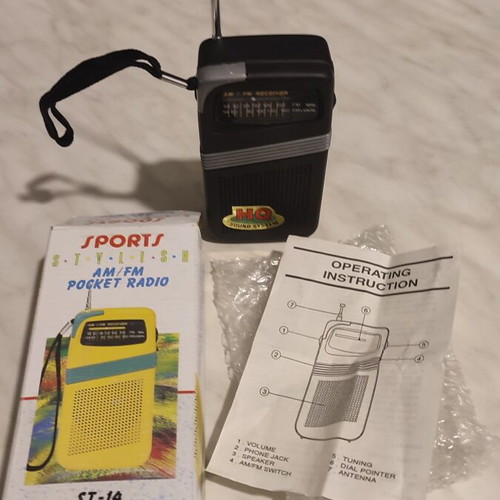 Sports ST-14 vintage AM/FM pocket radio, new old stock