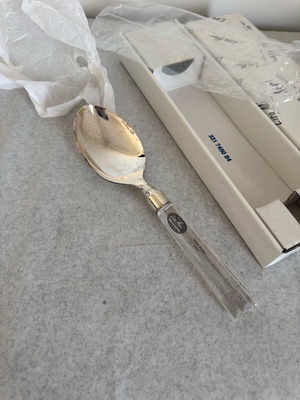 Lisa Mori silver-plated serving spoon with crystal handle new