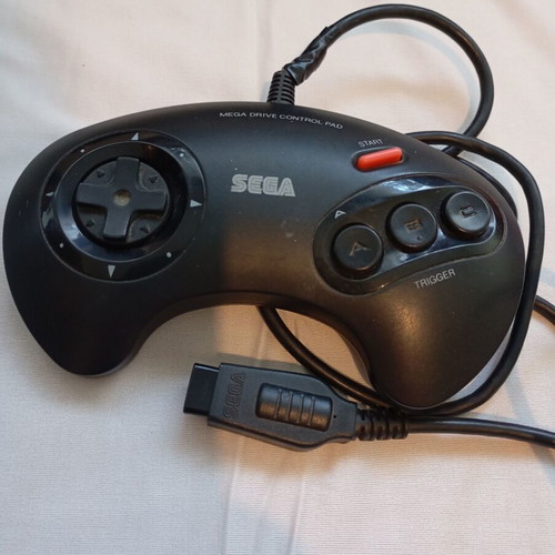Sega Mega Drive 2 console used with 2 original controllers and cables